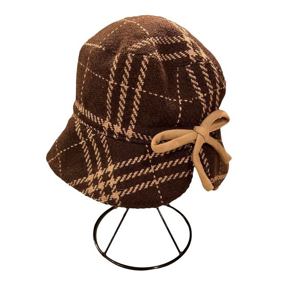 Talbots Bucket Hat Brown OS Bow Preppy Grandma - Picture 1 of 7